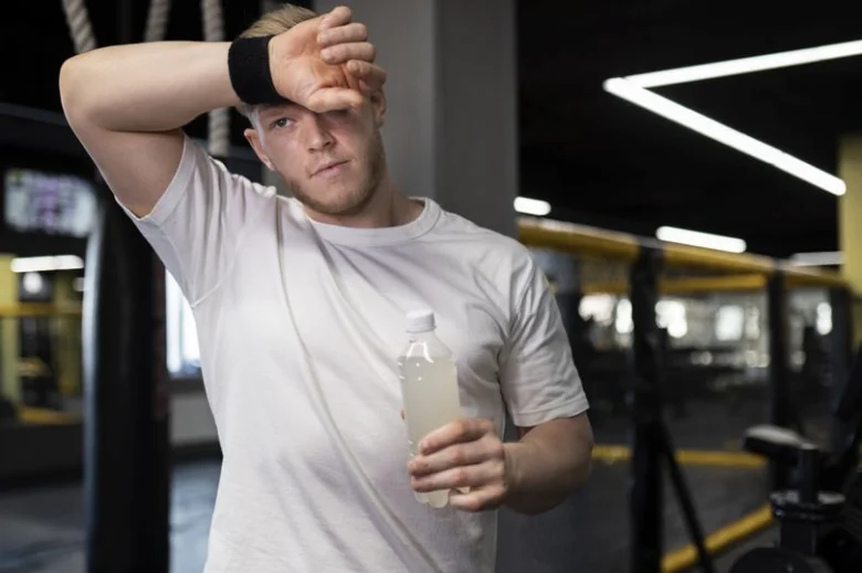 Man drinking electrolyte water
