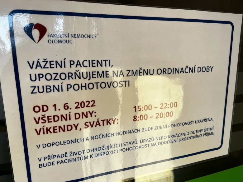 Zubní pohotovost v Oloouci: změna hodin od 1. června.