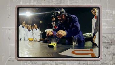 Osoba testuje elektrický obvod s pozorovateli v laboratoři.
