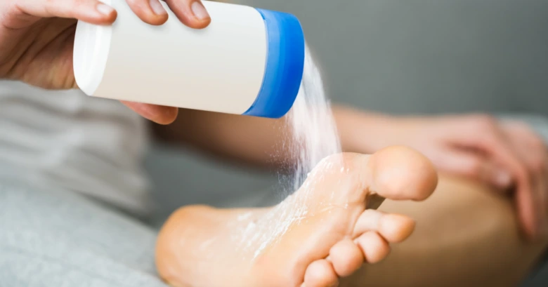 Foot powder application