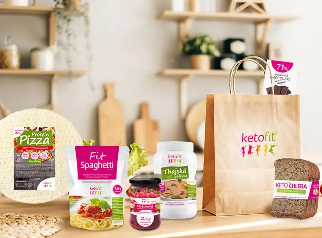 Sada bez sacharidů: těstoviny, pizzová cesta, chléb a další produkty.