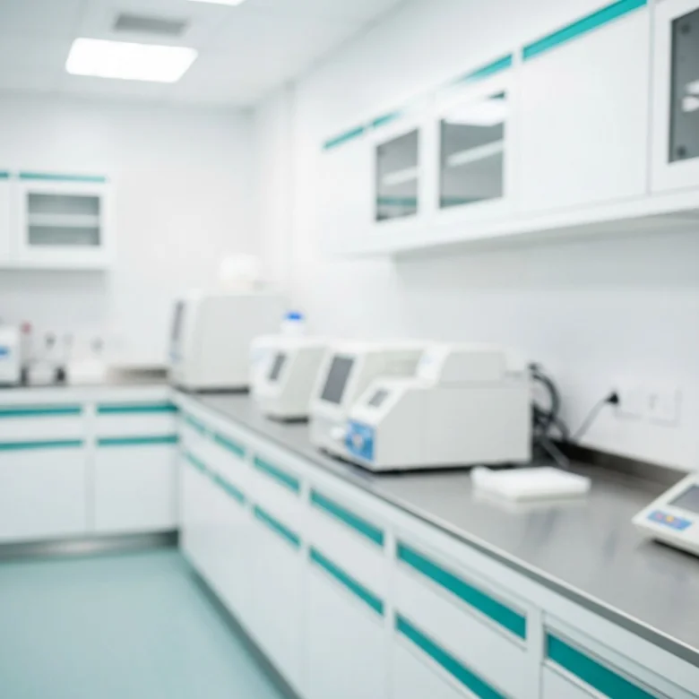 Laboratorní vybavení v čistém prostředí pro diagnostiku.